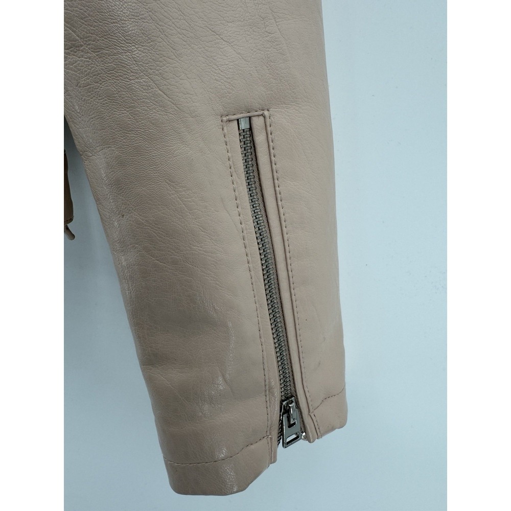 Topshop Leather Jacket Women's Long Sleeve Pink Beige Size 12 - Picture 9 of 16